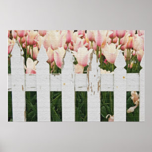Póster Jardín de Tulipanes Rosas Holandeses
