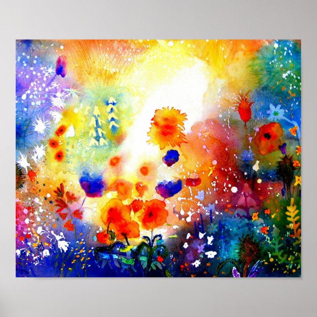 Póster Jardín de verano azul. (Frente)