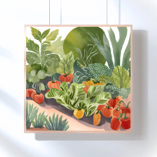 Póster Jardín de Verduras   Pintura Acuarela