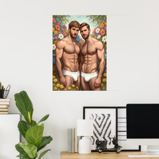 Póster Jardín del Amor Gay: Abrazo Floral