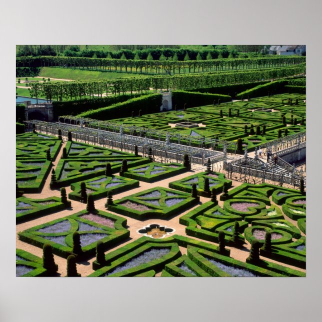 Póster Jardín del castillo de Villandry, Indre-et-Loire, (Frente)