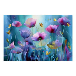 Póster Jardín del Crepúsculo: Cachorros y Alas Doradas