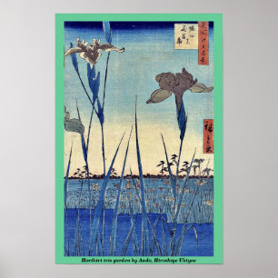 Póster Jardín del iris de Horikiri por Ando, Hiroshige
