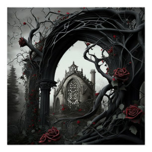 Póster Jardín del Rosa del Cementerio Gótico
