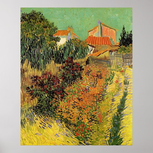 Póster Jardín detrás de una casa. Vincent van Gogh. (Frente)
