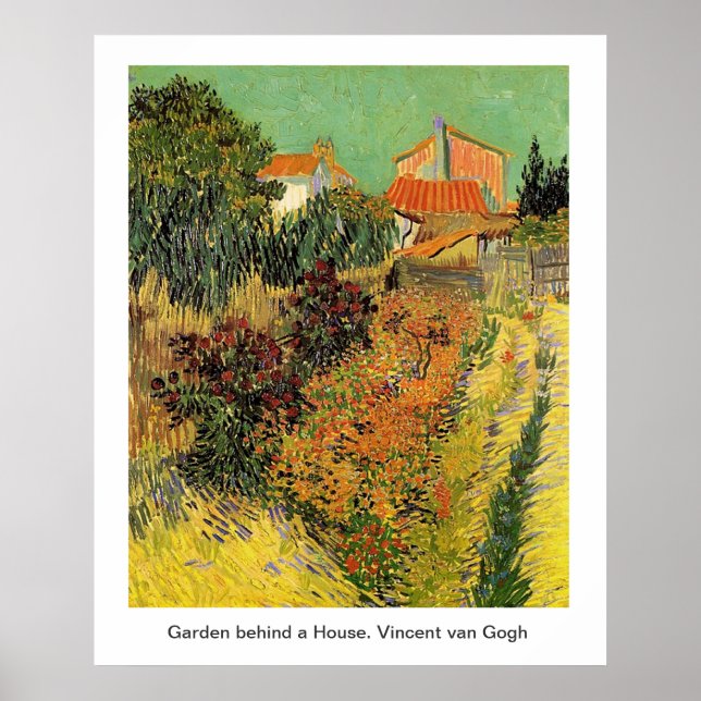 Póster Jardín detrás de una casa. Vincent van Gogh. (Frente)