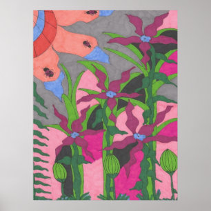 Póster Jardín en Crepúsculo