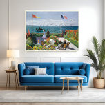 Póster Jardín en Sainte-Adresse, Monet<br><div class="desc">Monet pasó el verano de 1867 con su familia en Sainte-Adresse,  una localidad costera cercana a Le Havre. Fue allí donde pintó a su padre (sentado en un gorra panama) y a otros parientes como modelos de esta animada y soleada escena de ocio contemporáneo.</div>