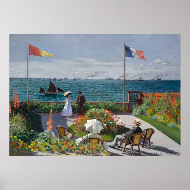 Póster Jardín en Sainte-Adresse por Claude Monet (Frente)