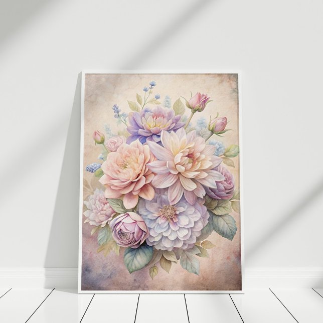 Póster Jardín encantado Bouquet Wall Art - Jardín de Bruj (Enchanted Garden Bouquet Wall Art - Witch’s Garden in a white frame)