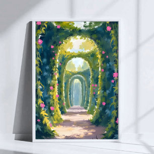 Póster Jardín Encantado Pintura en Acuarela de Arco Flo