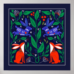 Póster Jardín Escandinavo de Flores Bunny