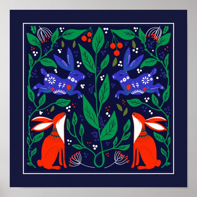 Póster Jardín Escandinavo de Flores Bunny (Frente)