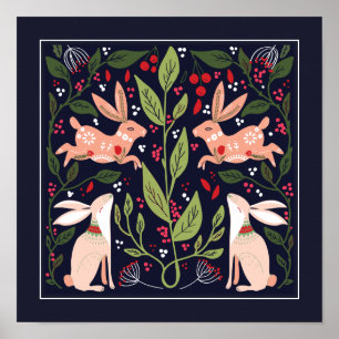 Póster Jardín Escandinavo de Flores Bunny
