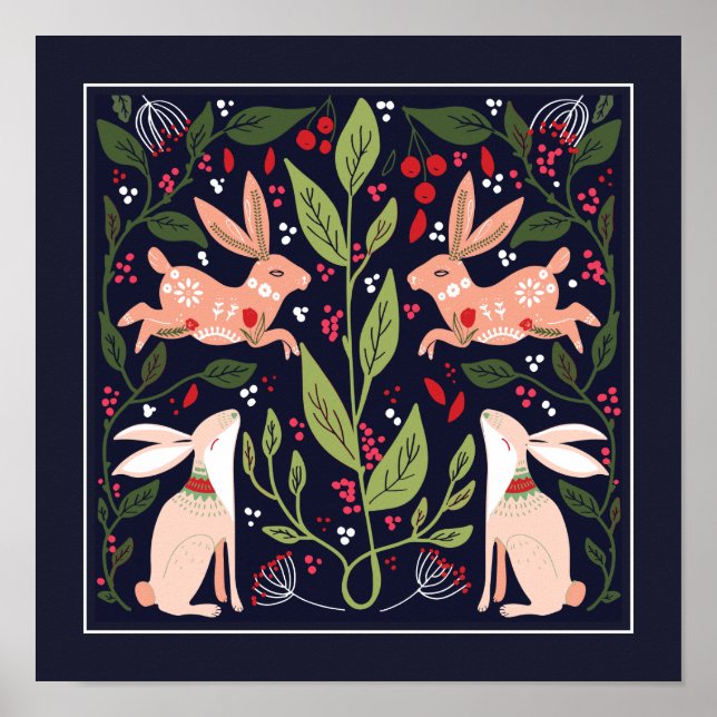 Póster Jardín Escandinavo de Flores Bunny (Frente)