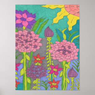 Póster Jardín floral de primavera