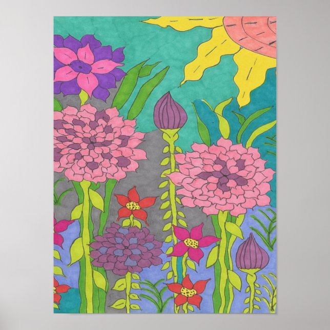 Póster Jardín floral de primavera (Frente)