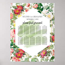 Póster Jardín floral, gráfico de asientos de Boda acuátic