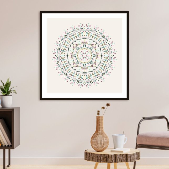 Póster Jardin Floral Mandala Art Print - Turquoise (Subido por el creador)
