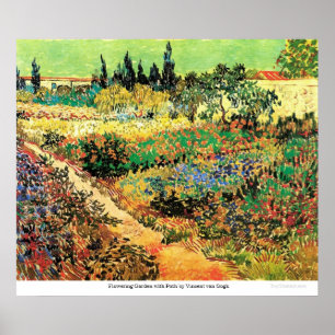 Póster Jardín florido con sendero de Vincent van Gogh