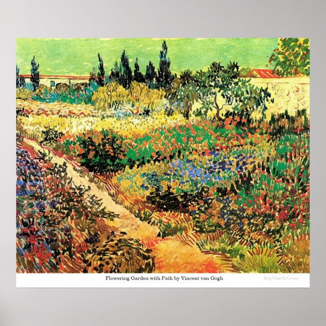 Póster Jardín florido con sendero de Vincent van Gogh (Frente)