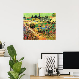 Póster Jardín florido con sendero de Vincent van Gogh