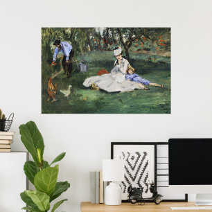 Póster Jardín Francés Antiguo Familia Monet Manet Impreso