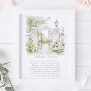 Póster Jardín Francés Chateau Anillo Pastel Juego Bridal 