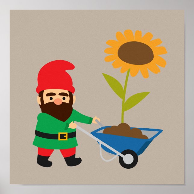 Póster Jardín gnome lindo tema de jardinería (Frente)