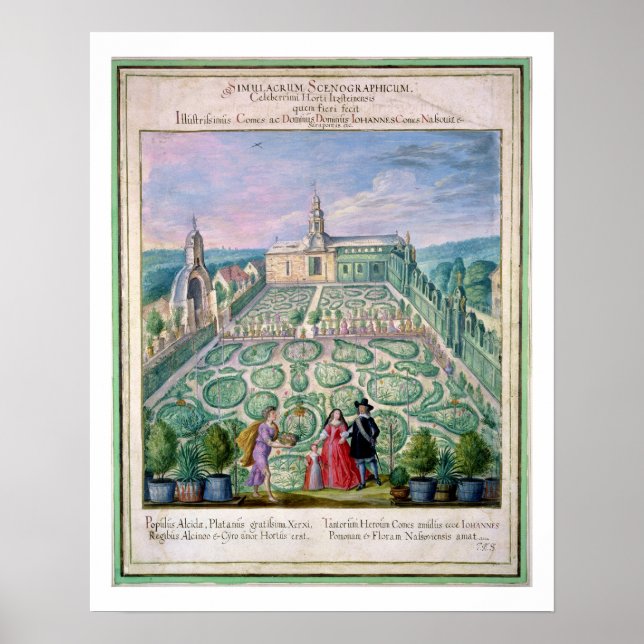Póster Jardín holandés, 1650 (con papel) (Frente)