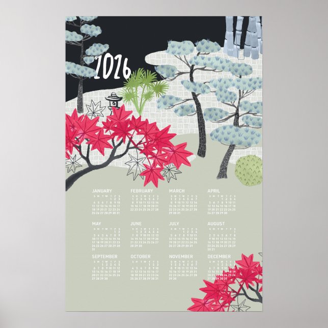Póster Jardín Japonés de Poster de Calendario 2026 (Frente)