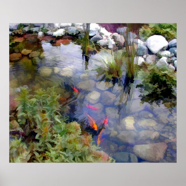 Póster Jardín japonés Koi Pond (Frente)