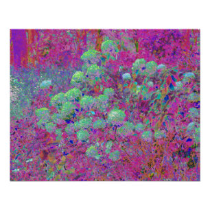 Póster Jardín Magenta con Flores de Hortensias Acuáticas