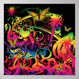 Póster Jardín mágico con mariposas