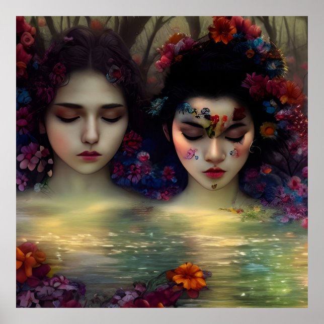 Póster Jardín místico: Sueños Florales (Frente)