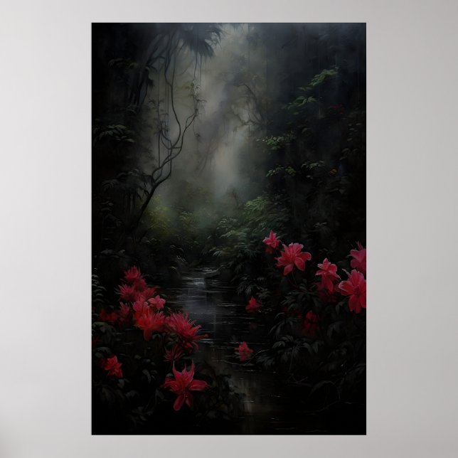 Póster Jardín Oscuro Flores Rojas, Academia Oscura, Pared (Frente)