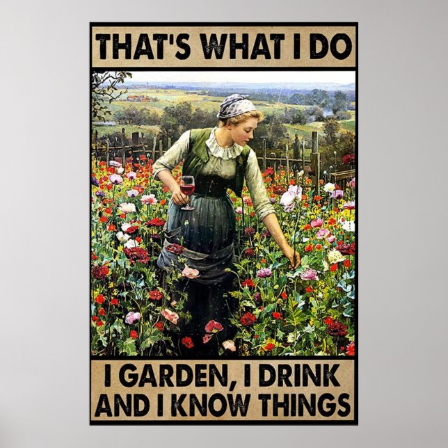 Póster Jardín que bebo y sé cosas vintage (Frente)