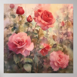 Póster Jardín Rosa