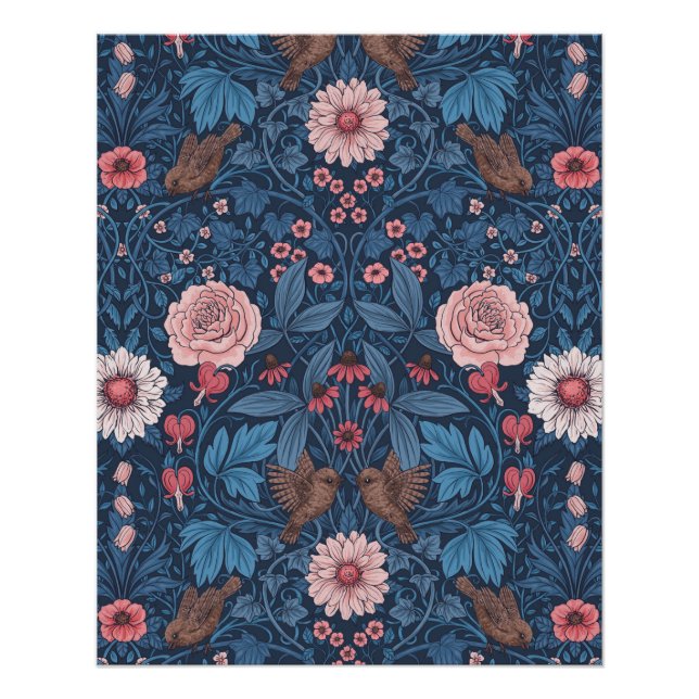 Póster Jardín salvaje en azul (Anverso)