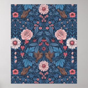 Póster Jardín salvaje en azul