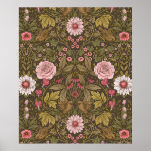Póster Jardín salvaje en marrón café