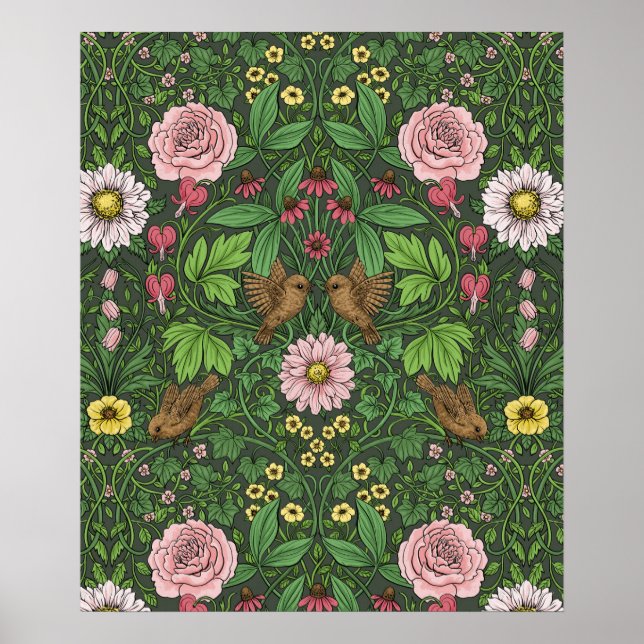 Póster Jardín salvaje en verde (Frente)