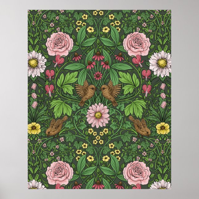 Póster Jardín salvaje en verde (Frente)