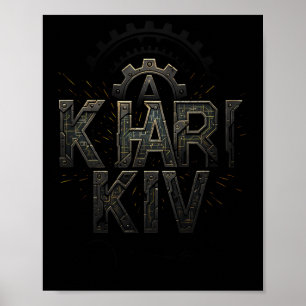 Póster Jardín Urbano de Kharkiv Ucrania Circuito Tech