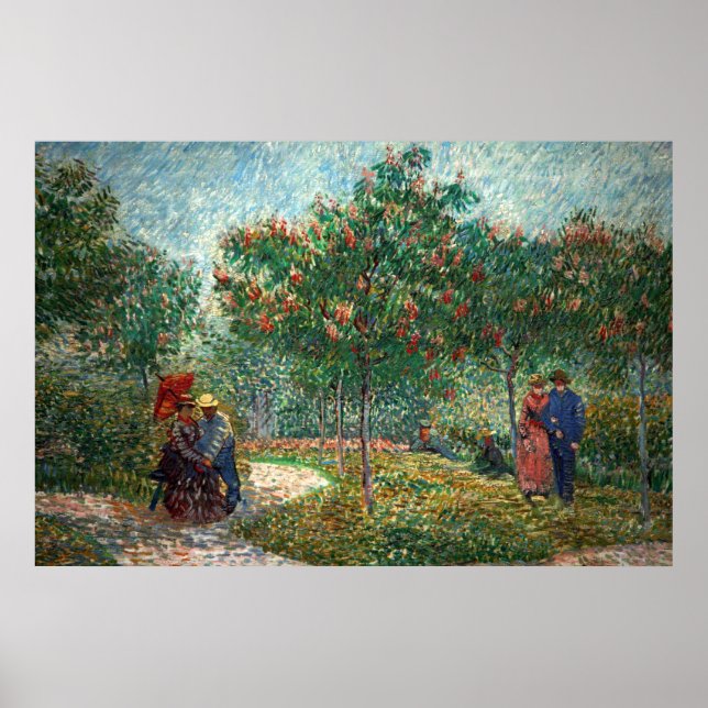 Póster Jardín Van Gogh en Montmartre con amantes (Frente)