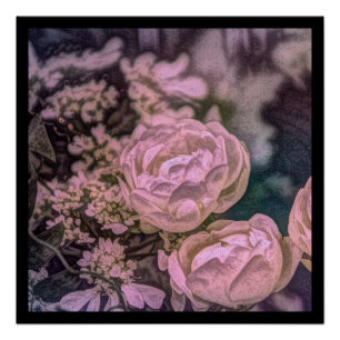 Póster Jardín victoriano chic de estilo Shabby Rosa Bohem