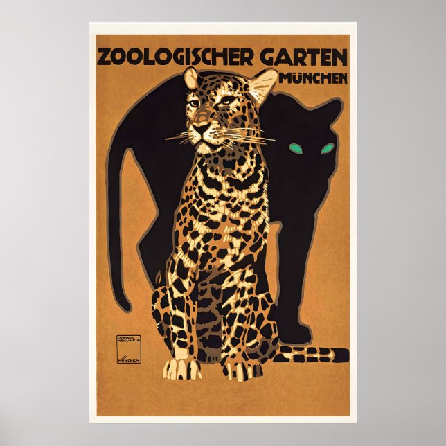 Póster Jardín Zoológico de Múnich Pantera negra anf (Frente)