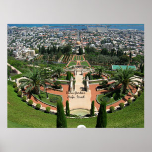 Póster Jardines Bahai en Haifa, Israel