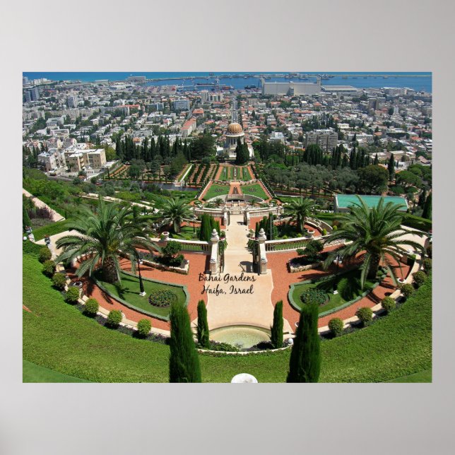 Póster Jardines Bahai en Haifa, Israel (Frente)