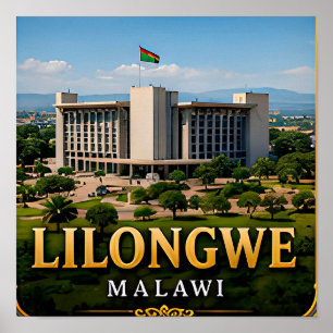 Póster Jardines de Lilongwe y Espíritu Moderno de Malawi